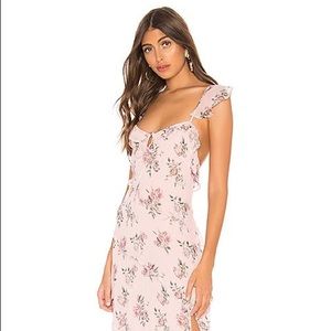 LoveShackFancy Maxi Floral Silk Dress Small Pink